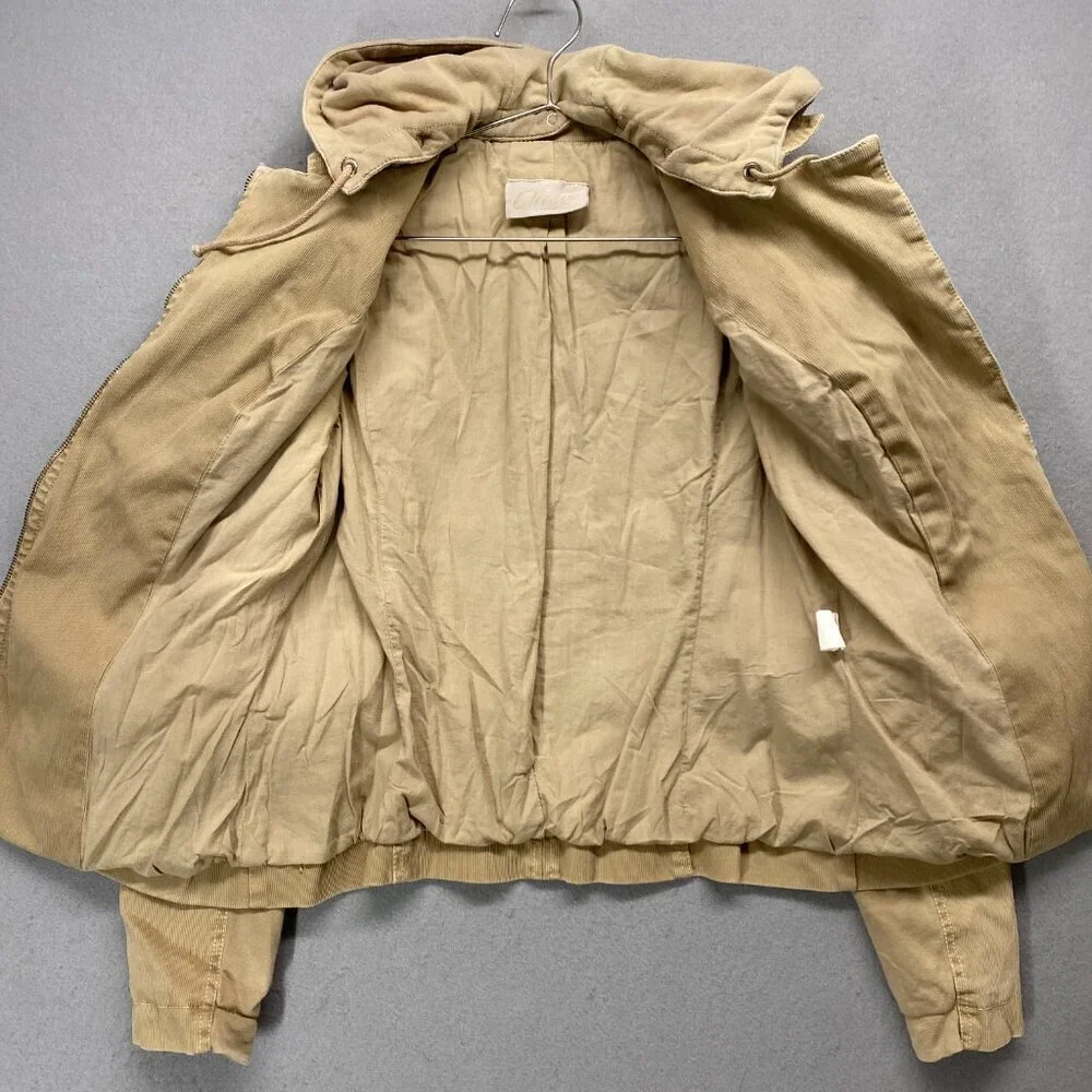 Circus Jacket Womens 6 Tan Corduroy Moto Removable Hood Italy Size 40